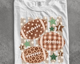 Comfort Colors® Preppy Football shirt, Game Day Football shirt, Leopard Polka Dot Football shirt, Neutral Fall Sports shirt, Football shirt