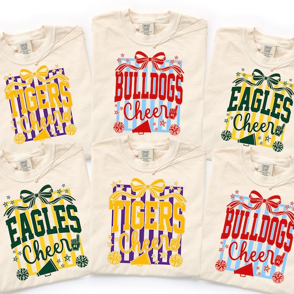 Comfort Colors® Custom Mascot Name Shirt, Cheer Football Shirt, Gameday Football Shirt, Custom Football Shirt, Customize Football Shirt