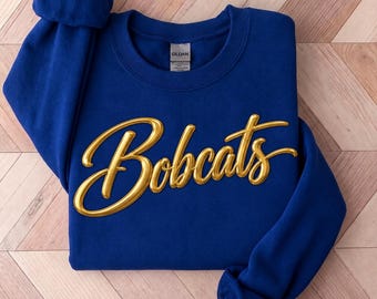 Bobcats shirt, Custom Metallic Puff Print Sweatshirt, Personalized Embossed Puff Print, School Spirit Sweatshirt