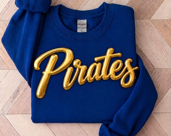 Pirates shirt, Custom Metallic Puff Print Sweatshirt, Personalized Embossed Puff Print, School Spirit Sweatshirt