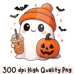 Halloween Fall Ghost Png, Spooky Season Png, Girly Pumpkin Png, Autumn Vibes Png, Boo Png, Trending Png, Halloween Png, Boho Floral Fall Png