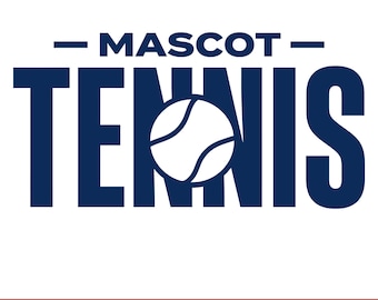 Mascot Tennis, Team Name Mascot Template, DTF Tennis Design DIY Png Heat Press Design for Tennis Team, Digital Download