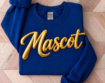 Mascot shirt, Custom Metallic Puff Print Sweatshirt, Personalized Embossed Puff Print, School Spirit Sweatshirt