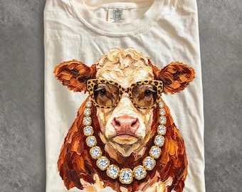 Comfort Colors® Western Glam Hereford T-Shirt, Everyday Shirt, Western Shirt, Rhinestone Cowgirl Shirt, Cowboy Shirt, Cow Lover Shirt