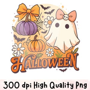 Halloween Fall Ghost Png, Girly Pumpkin Png, Halloween Png, Autumn Vibes Png, Boo Png, Spooky Season Png, Trending Png, Boho Floral Fall Png