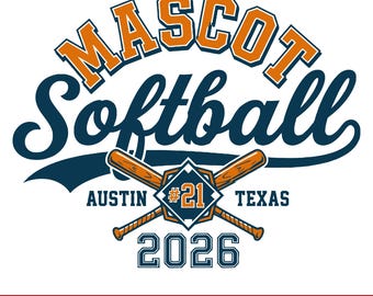 Softball Team Mascot Png, Team Template Png, Softball Game Day Season Design, Trendy Png, Gift For Her, Cut File, Digital Download