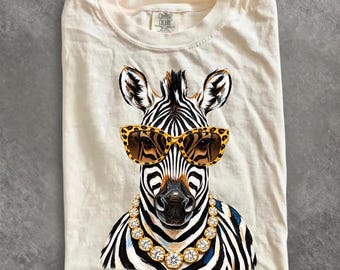Comfort Colors® Glam Zebra T-Shirt,  Bling Shirt, Everyday Shirt, Boujee Shirt, Leopard Shirt, Preppy Animal Shirt, Safari Animals Shirt
