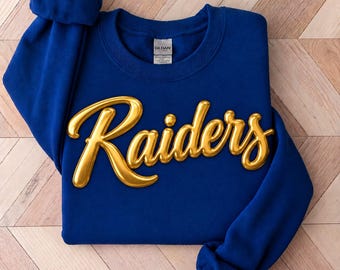 Raiders shirt, Custom Metallic Puff Print Sweatshirt, Personalized Embossed Puff Print, School Spirit Sweatshirt
