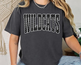 Comfort Colors® Wildcats Shirt, Polka Dot Lace Wildcats Mascot Shirt, Varsity School Spirit Shirt, Mascot Team Name Shirt, Game Day Shirt