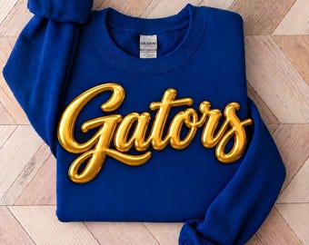 Gators shirt, Custom Metallic Puff Print Sweatshirt, Personalized Embossed Puff Print, School Spirit Sweatshirt