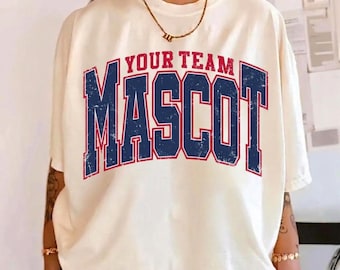 Custom Mascot Team Name Shirt, Distressed Varsity Font Sublimation, Personalized School Spirit Shirt, Grunge Block Letters Game Day Tee