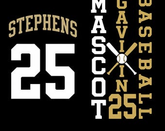 Customizable Baseball Team Template Svg, Personalize with Player Name, Number, and Mascot