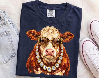Comfort Colors® Western Glam Hereford T-Shirt, Everyday Shirt, Western Shirt, Rhinestone Cowgirl Shirt, Cowboy Shirt, Cow Lover Shirt