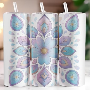 Blumen Tumbler Wrap, 20 Unze Skinny Tumbler Sublimationsdesign, gerade und konische Tumbler Wrap Png, sofortiger digitaler Download