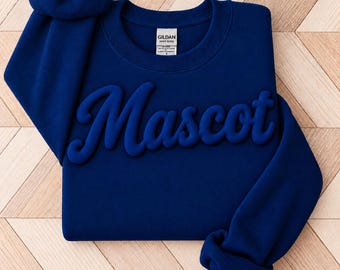 Mascot Shirt, Custom Metallic Puff Print Sweatshirt, Personalized Embossed Puff Print, School Spirit Sweatshirt