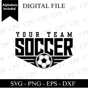 Aangepaste voetbalteam Svg Jersey nummer voetbal sjabloon Svg voor Cricut Shirts, voetbalteam Shirt digitale download voetbalspeler sjabloon