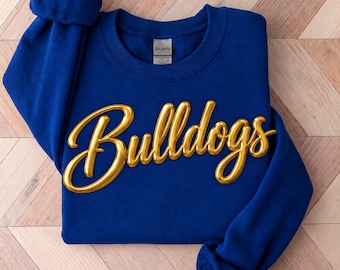 Bulldogs shirt, Custom Metallic Puff Print Sweatshirt, Personalized Embossed Puff Print, School Spirit Sweatshirt