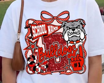 Custom Mascot Shirt, Bulldogs Mascot Shirt, School Spirit Custom Shirt, Game Day Shirt, Sports Team Shirt, Coquette Bow Shirt