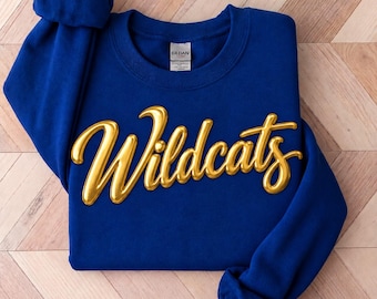 Wildcats shirt, Custom Metallic Puff Print Sweatshirt, Personalized Embossed Puff Print, School Spirit Sweatshirt