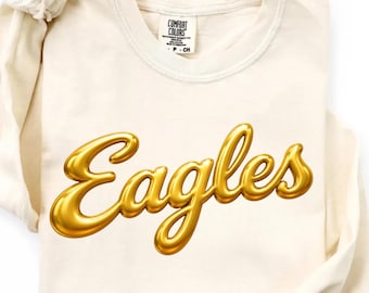 Comfort Colors® Eagles Shirt, Custom Team Name Sweatshirt, Embossed Mascot Sweater, School Spirit Sweatshirt with Puff Print, Game day Shirt