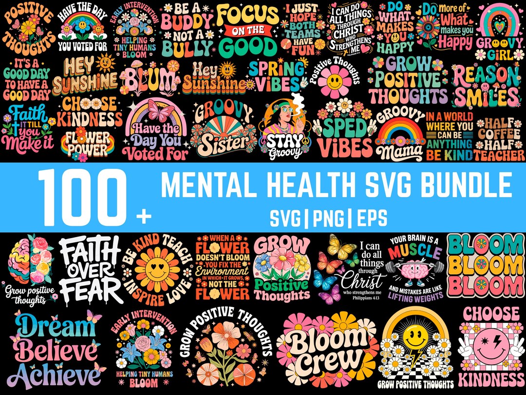 Mental Health SVG Bundle, Self Love Png, Mental Health Png, Anxiety Png ...