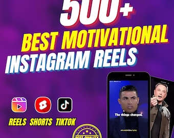 May include: A promotional graphic with the text "500+ BEST MOTIVATIONAL INSTAGRAM REELS." The image includes social media icons for Reels, Shorts, and TikTok, along with two smartphones displaying motivational content. The words "ORDER NOW" and "BEST QUALITY" are also visible.