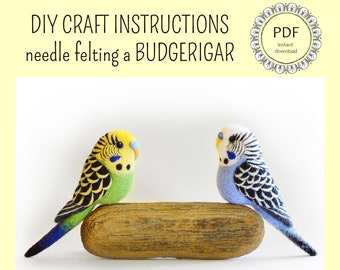 DIY Budgie Felting Instructions - Instant Download PDF - wool roommate / budgerigar craft instructions, needle felting tutorial