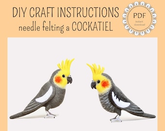 DIY Cockatiel Felting Instructions - Instant Download PDF - wool roommate / craft instructions, needle felting tutorial