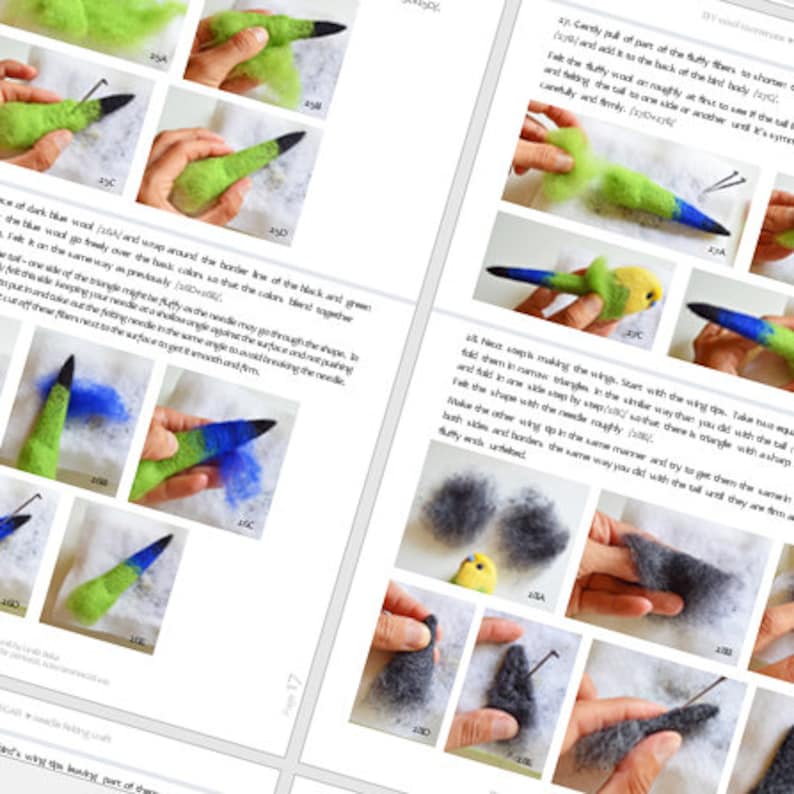 DIY Budgie Felting Instructions Instant Download PDF wool roommate / budgerigar craft instructions, needle felting tutorial image 8