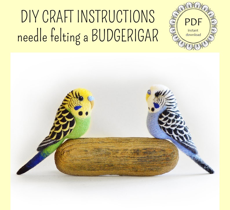 DIY Budgie Felting Instructions Instant Download PDF wool roommate / budgerigar craft instructions, needle felting tutorial image 1