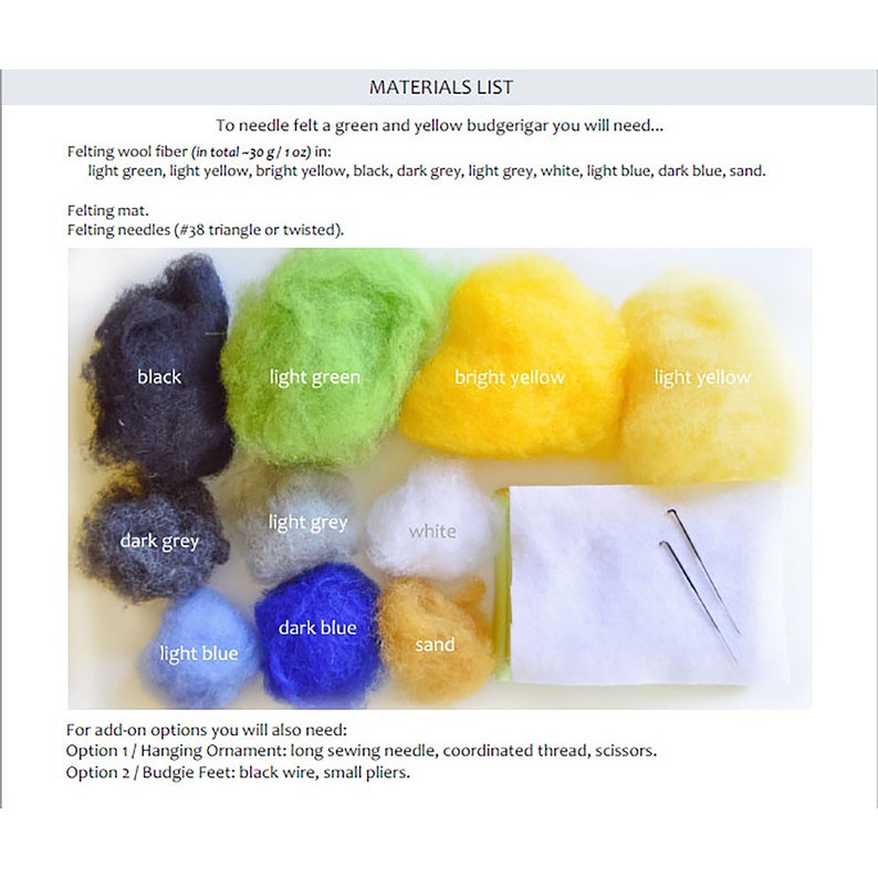 DIY Budgie Felting Instructions Instant Download PDF wool roommate / budgerigar craft instructions, needle felting tutorial image 2