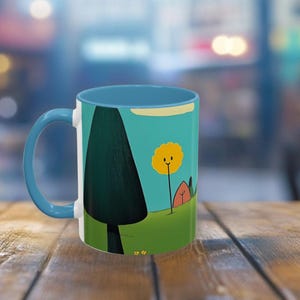 Bonita taza de café con forma de libro de cuentos: acogedor regalo de estética cottagecore: divertida taza de té con arte alegre: adorable decoración ilustrada para el hogar