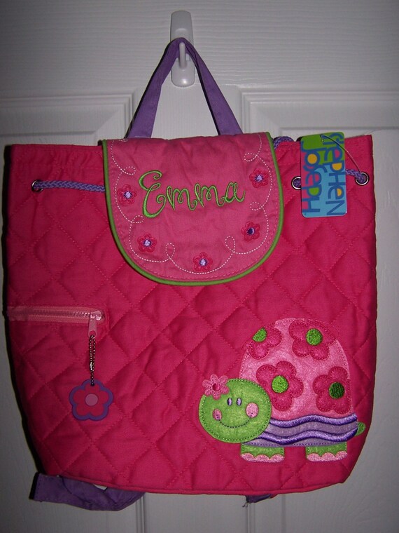 Personalized Stephen Joseph pink turtle backpack quilted Etsy