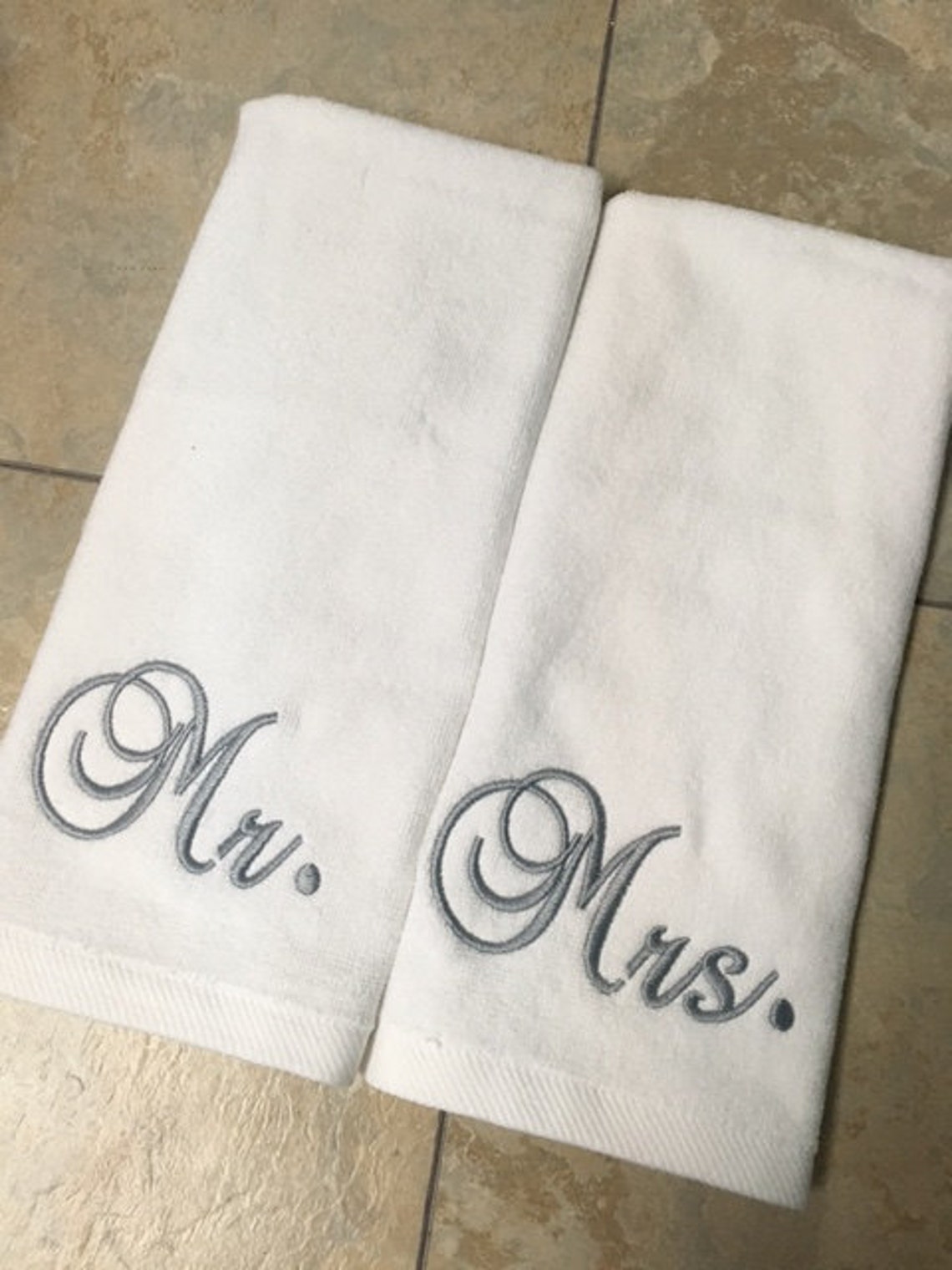 Mr and Mrs hand towels/ embroidered bridal hand towel set/ Etsy