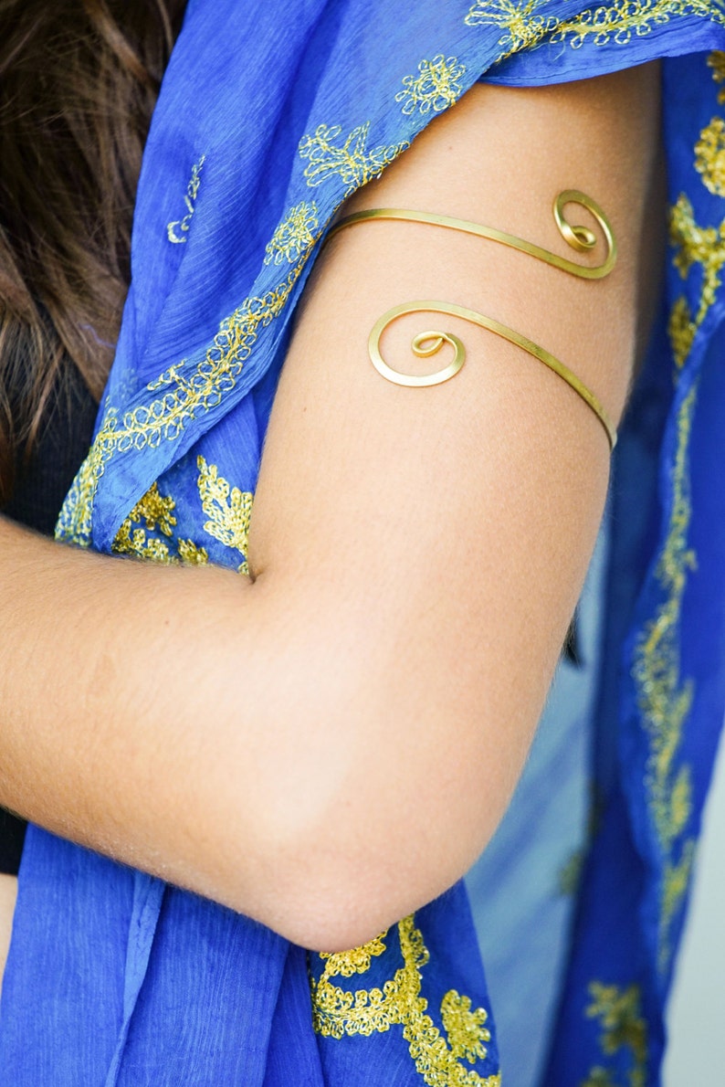 Gold Armlet Spiral Arm Cuff Brass Arm Band Gypsy Armlet | Etsy