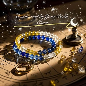 Bracelet personnalisé de guérison du zodiaque - Bijoux en cristal de thème astral personnalisés, Chakra équilibrant les pierres d'énergie, Cadeau d'astrologie fait main