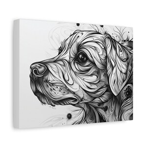 Artistic Dog Canvas Print, Stylish Wall Decor for Pet Lovers, Unique Gift for Dog Owners, Home or Office Decoration, Black and White Design