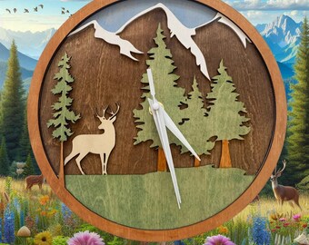 Unique Mountain Range wall clock, ideal for the lounge, kitchen, bedroom, office, a gift, or home decor.