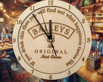 Unique Baileys Original Irish Cream wall clock, ideal for the Bar, lounge, bedroom, office, or home decor.