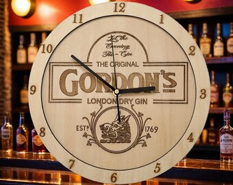 Unique Gordon's Gin, wall clock, ideal for the lounge, bedroom, office, or home decor.