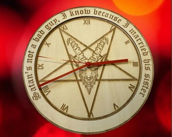 Decorative and fun, layered and engraved clock, funny quote design, simple, minimalist dial and silent movement,