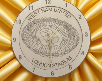 The London Stadium Clock - Home of West Ham united, engraved time piece, Lounge, Bedroom, Office, Basement , Games Room, Wall Art