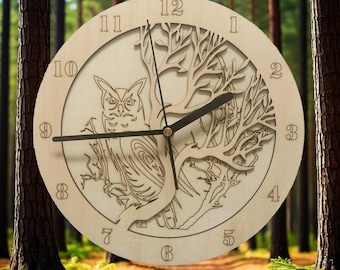 Unique nature-inspired owl wall clock, ideal for the lounge, bedroom, office, or home décor.
