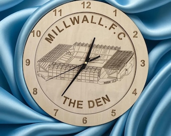 The Den Stadium Clock - Home of Millwall F.C., engraved time piece, Office Wall Art, Basement Wall Art, Games Room Wall Art