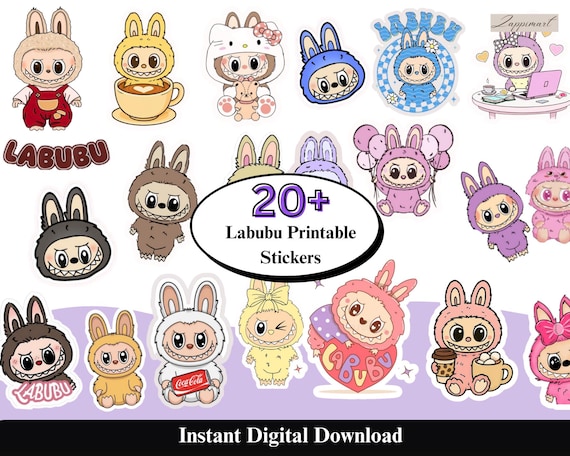 Labubu Cartoon Stickers | Planner, Laptop, Scrapbook (Digital Download)