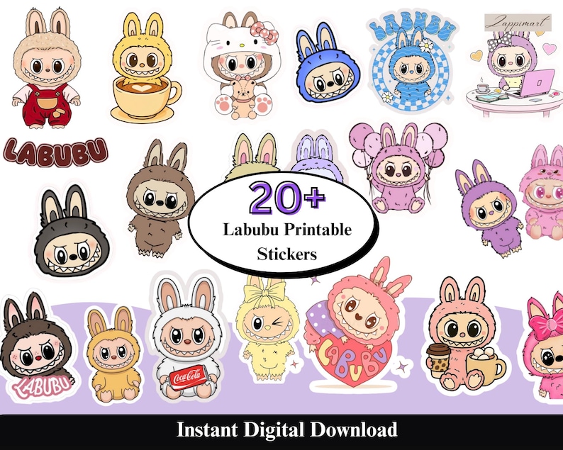 Labubu Cartoon Stickers | Planner, Laptop, Scrapbook (digital Download ...