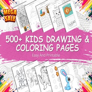 500+ Kids Drawing & Coloring Pages - Coco Wyo - Printable PDF Activity Book for Fun And Learning, Learn to Draw, Instant Download, A4 Size