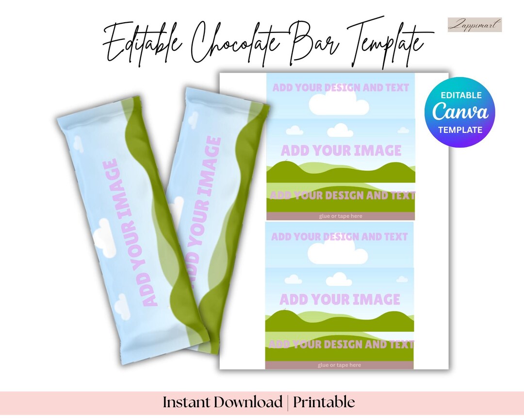 Editable Chocolate Bar Label Template | Printable Candy Wrapper | Canva ...