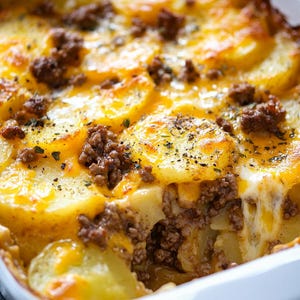 EASY RECIPE For Cheesy Hamburger Potato Casserole Recipe (Digital Download)