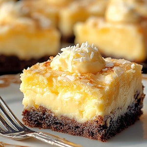EASY RECIPE For Coconut Custard Brownie Bars Recipe: Digital Download